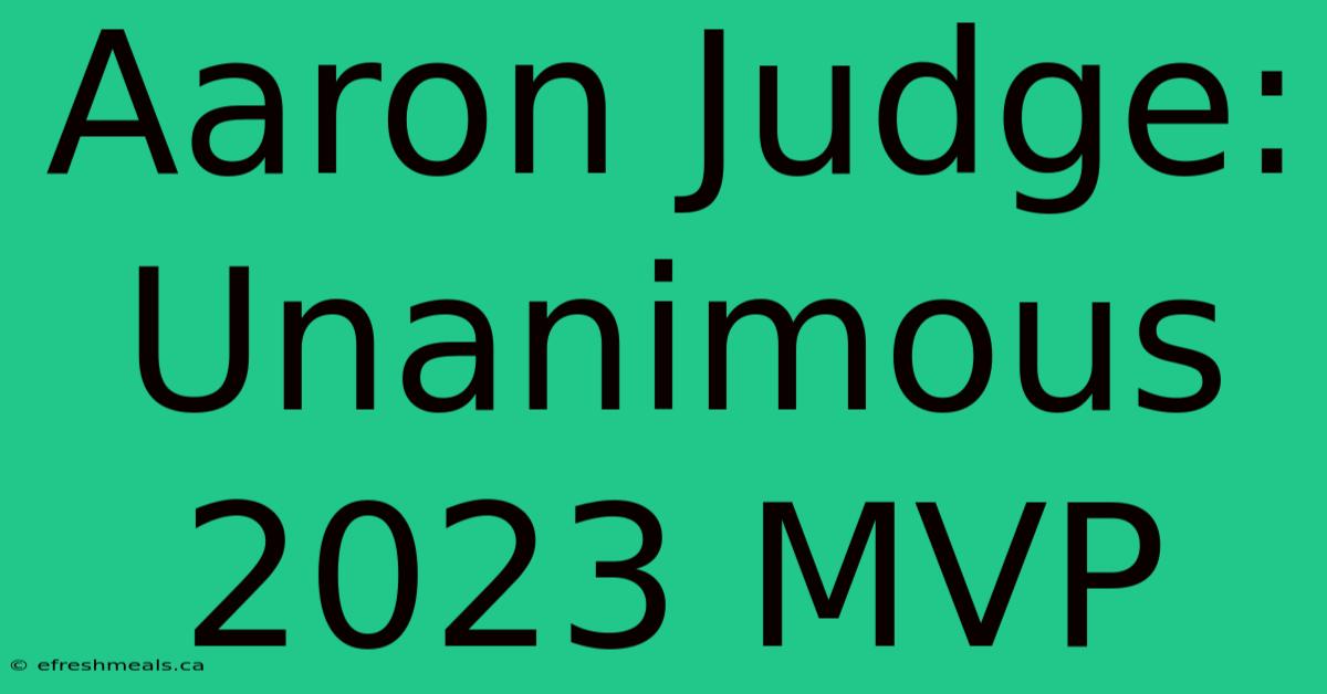 Aaron Judge: Unanimous 2023 MVP