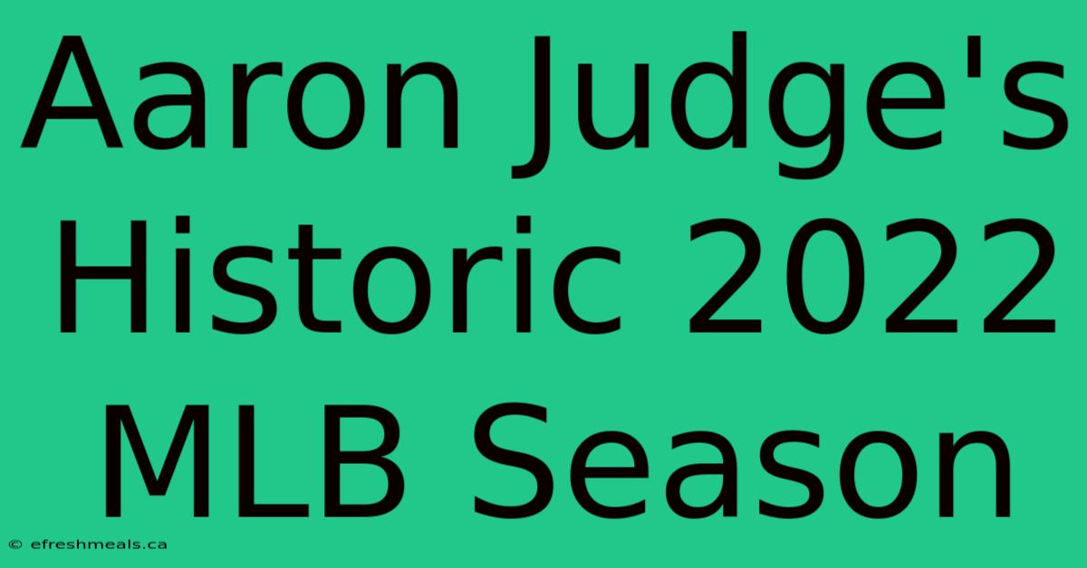 Aaron Judge's Historic 2022 MLB Season