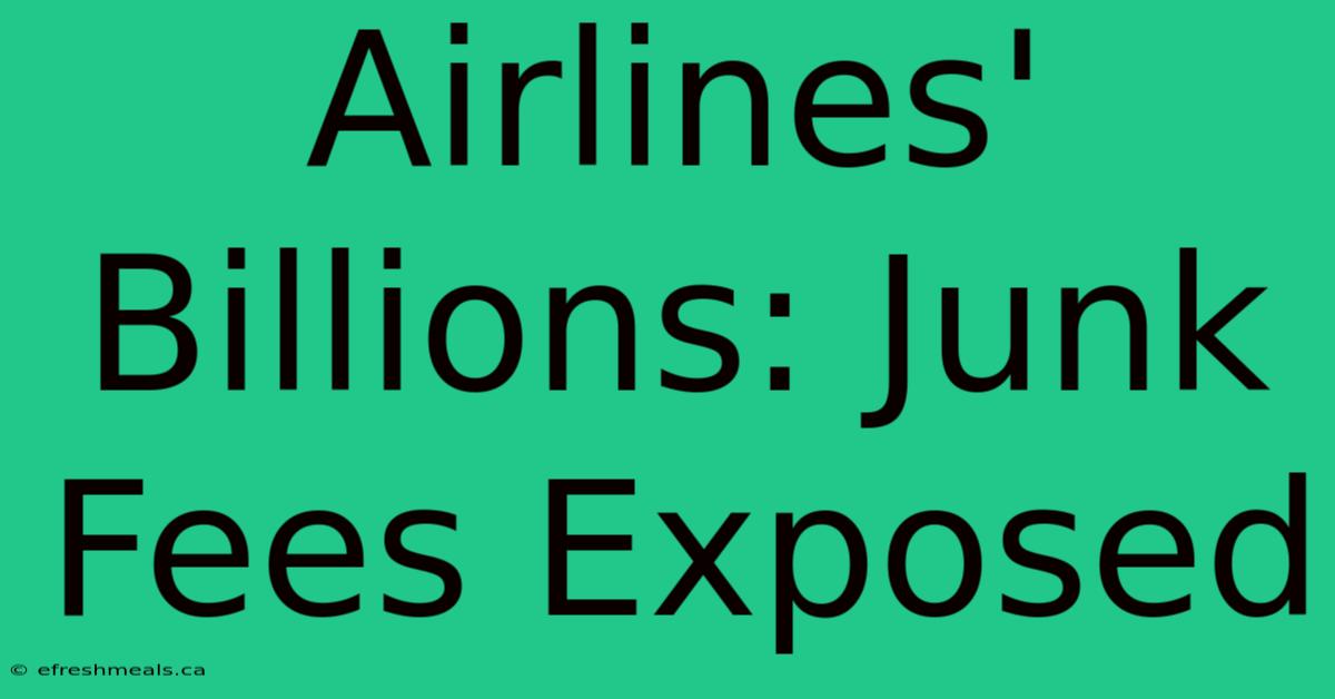 Airlines' Billions: Junk Fees Exposed