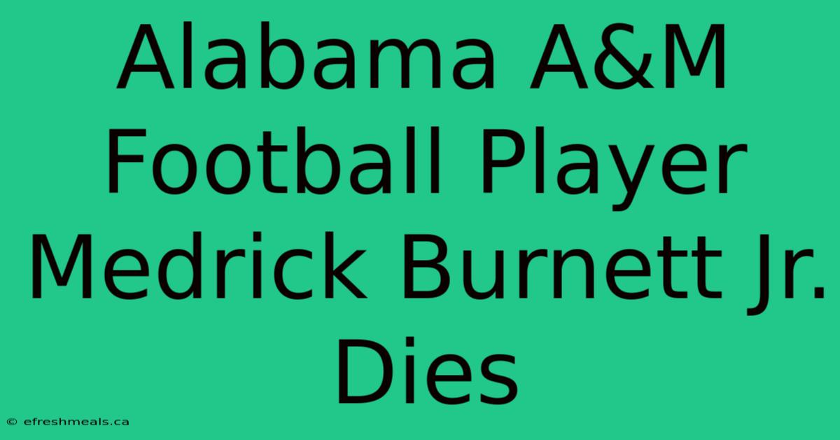 Alabama A&M Football Player Medrick Burnett Jr. Dies