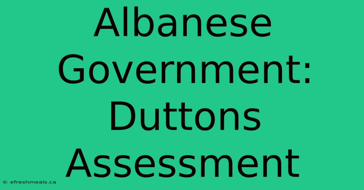 Albanese Government: Duttons Assessment