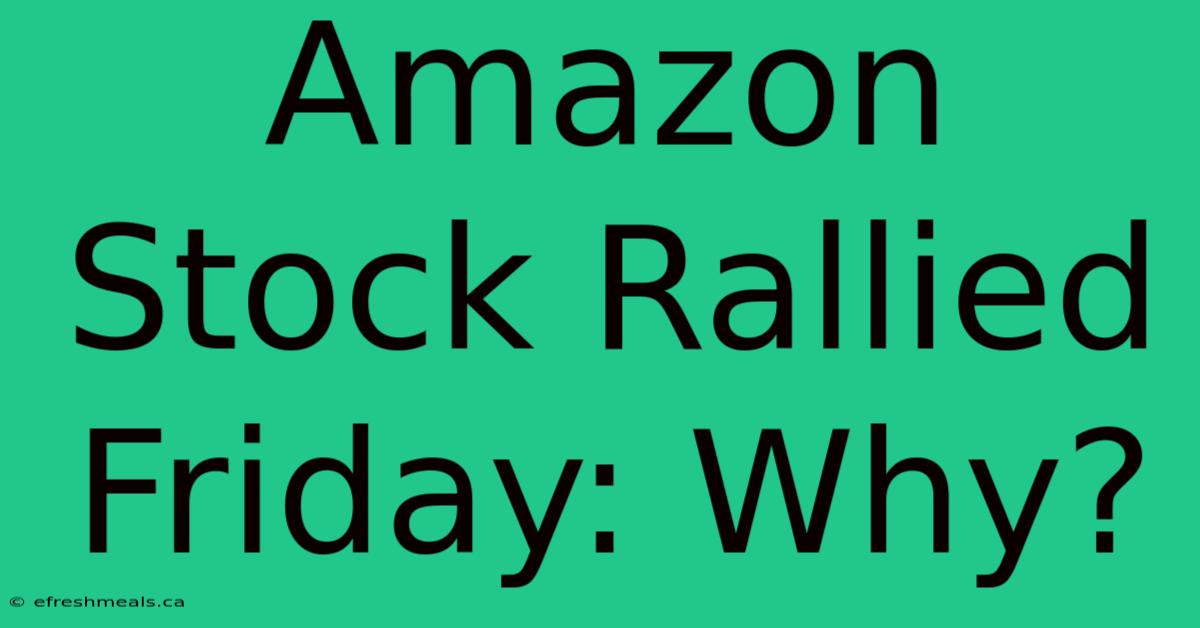 Amazon Stock Rallied Friday: Why?