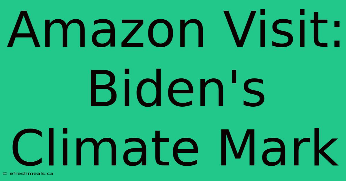 Amazon Visit: Biden's Climate Mark