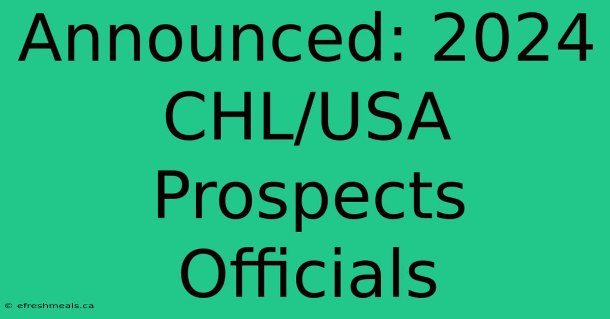 Announced: 2024 CHL/USA Prospects Officials