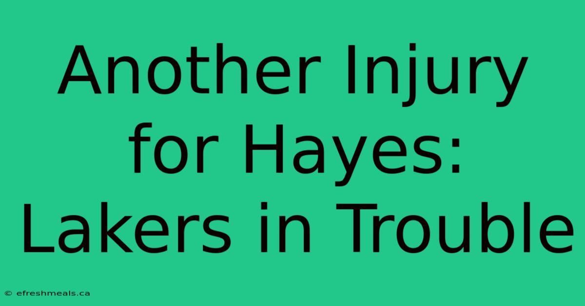 Another Injury For Hayes: Lakers In Trouble