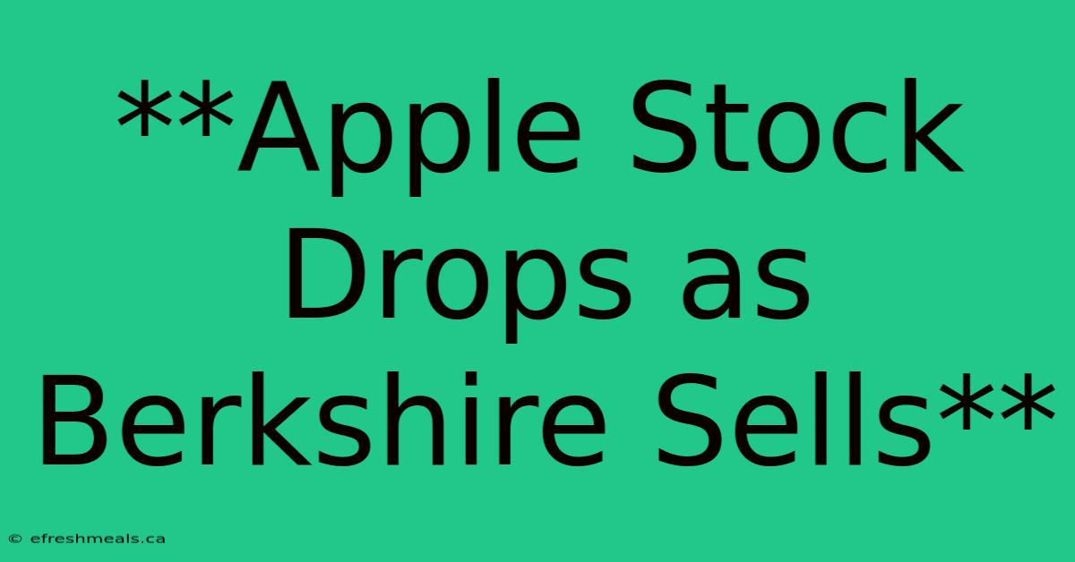 **Apple Stock Drops As Berkshire Sells**