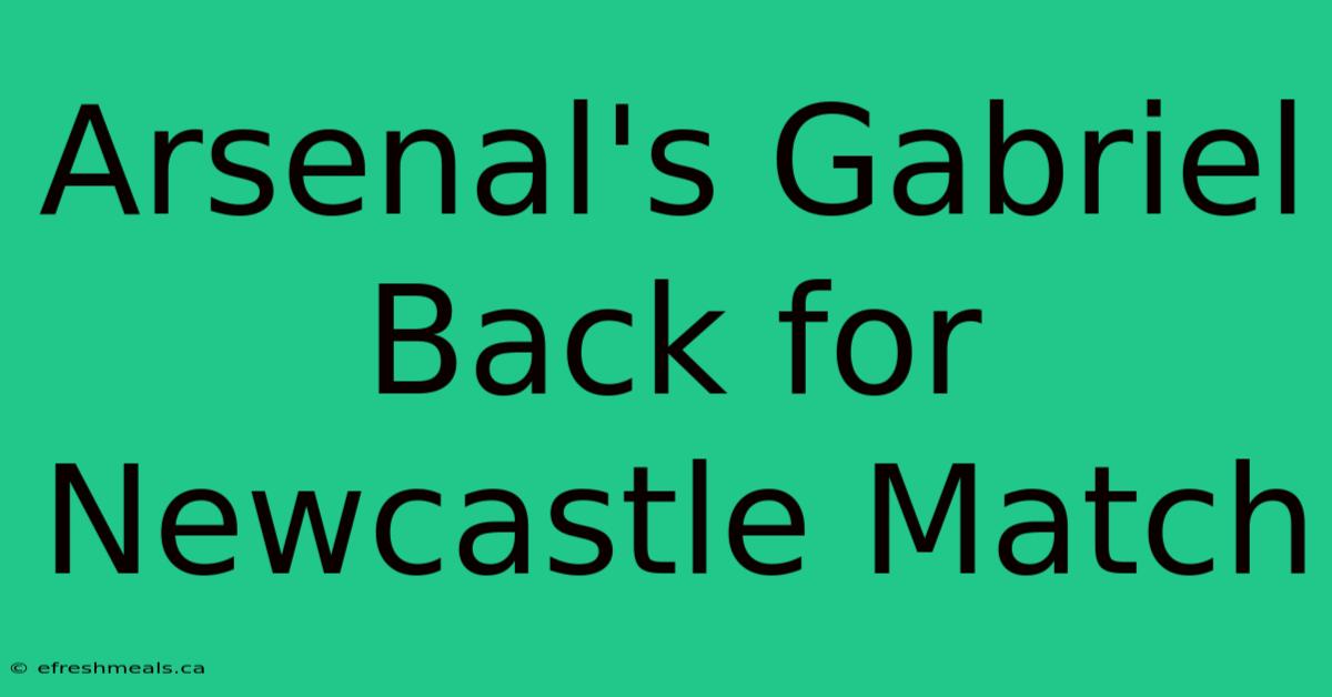 Arsenal's Gabriel Back For Newcastle Match