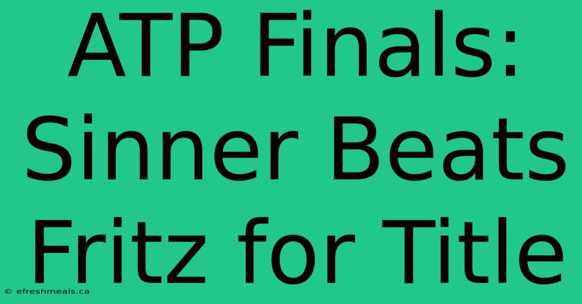 ATP Finals: Sinner Beats Fritz For Title