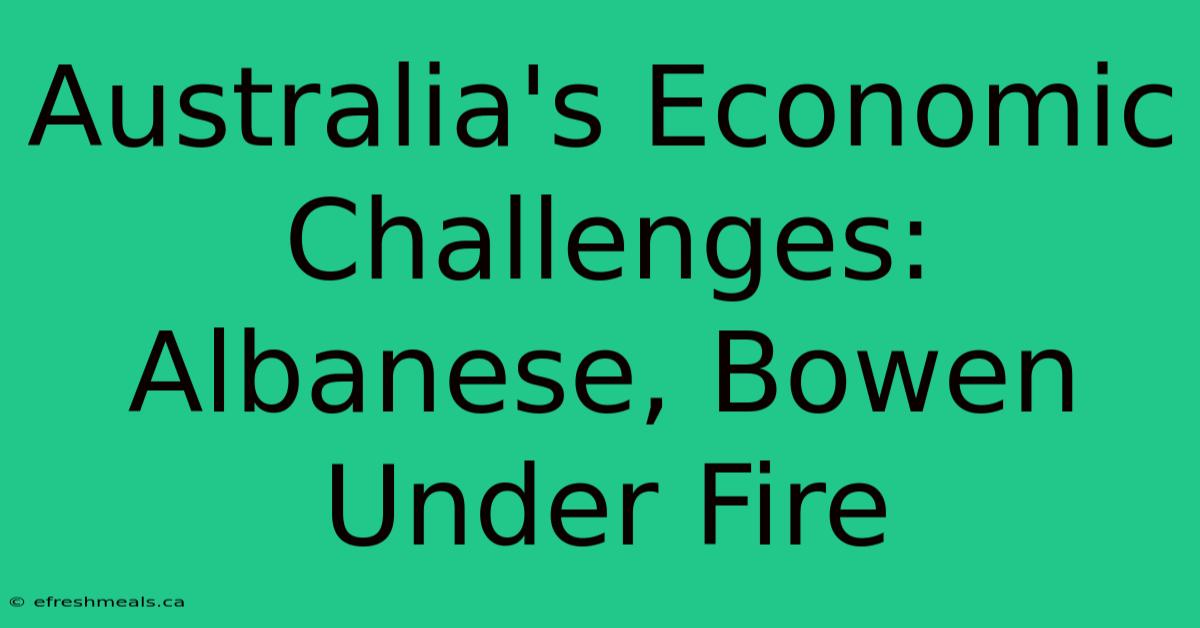 Australia's Economic Challenges: Albanese, Bowen Under Fire