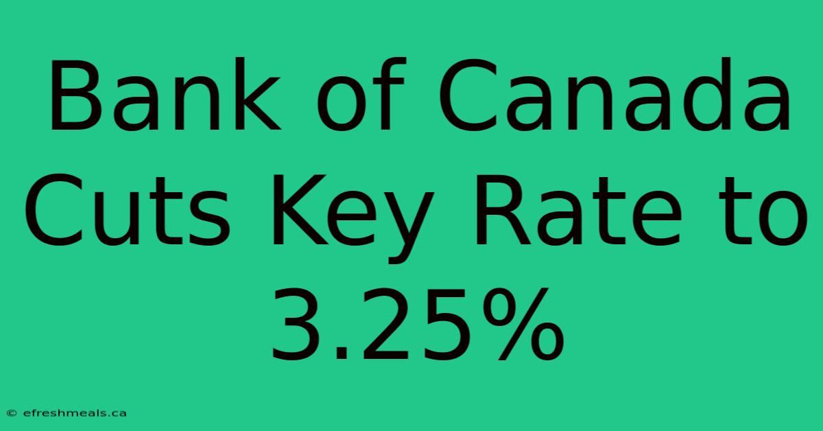 Bank Of Canada Cuts Key Rate To 3.25%