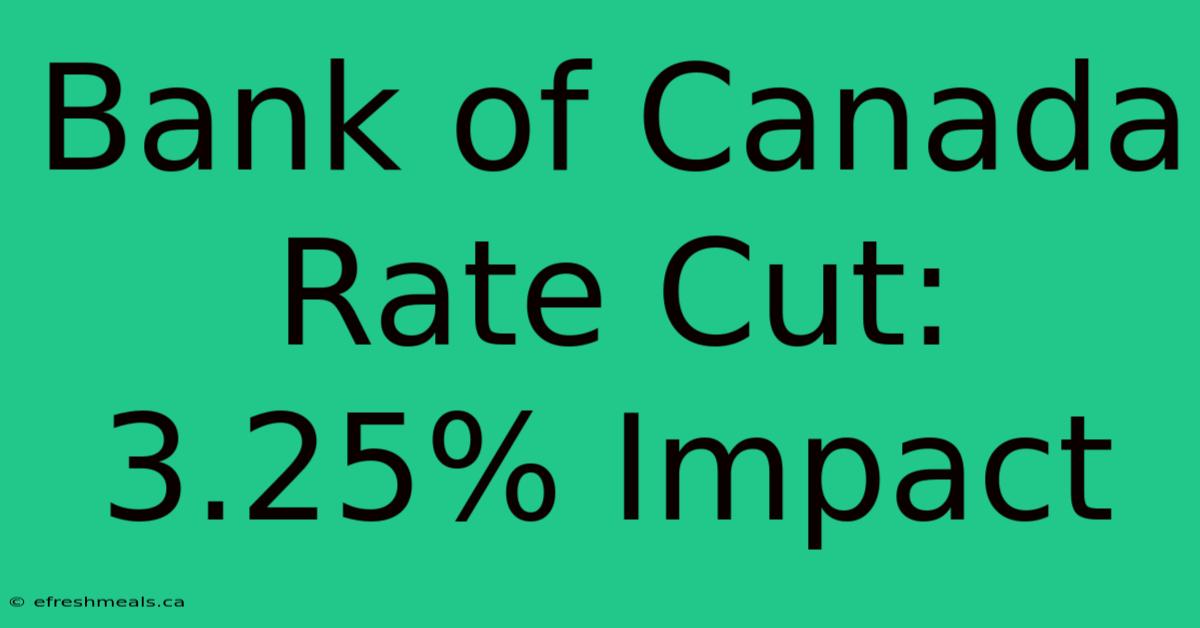 Bank Of Canada Rate Cut: 3.25% Impact