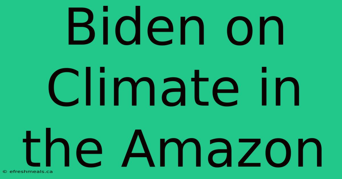 Biden On Climate In The Amazon