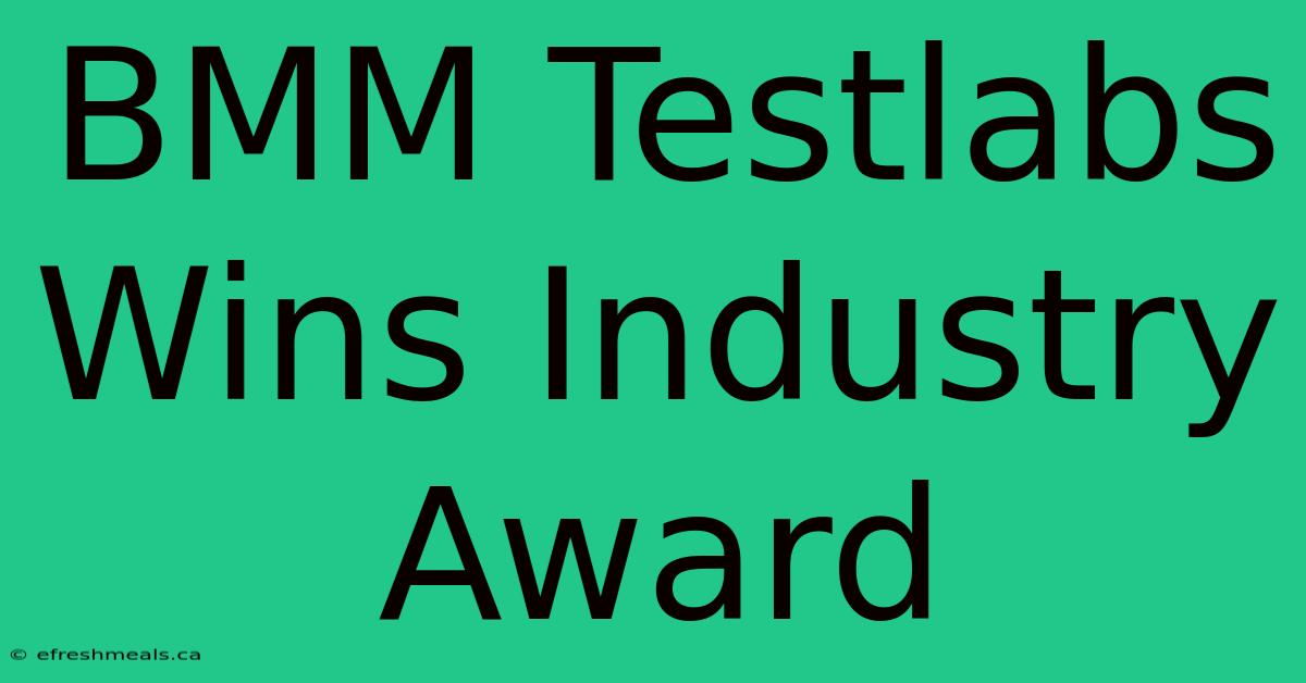 BMM Testlabs Wins Industry Award