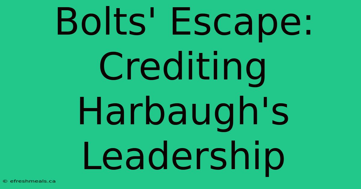 Bolts' Escape: Crediting Harbaugh's Leadership