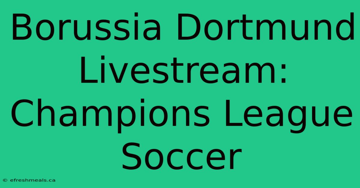 Borussia Dortmund Livestream: Champions League Soccer