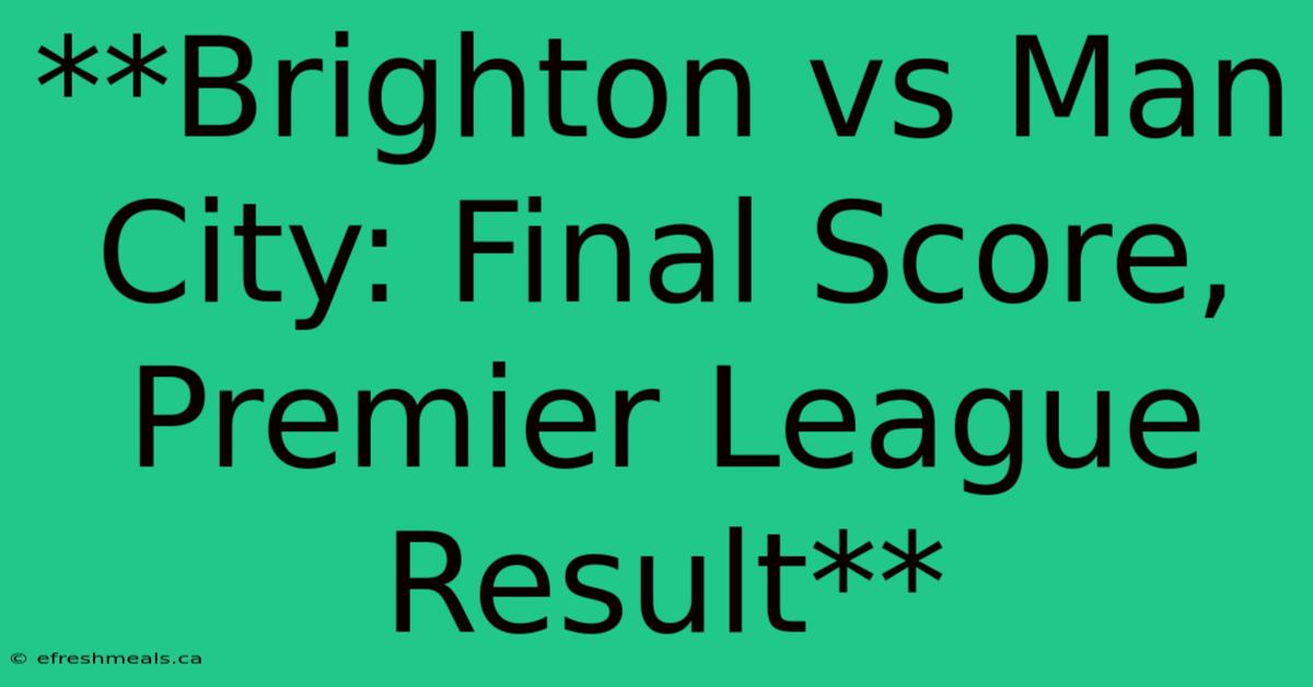 **Brighton Vs Man City: Final Score, Premier League Result** 