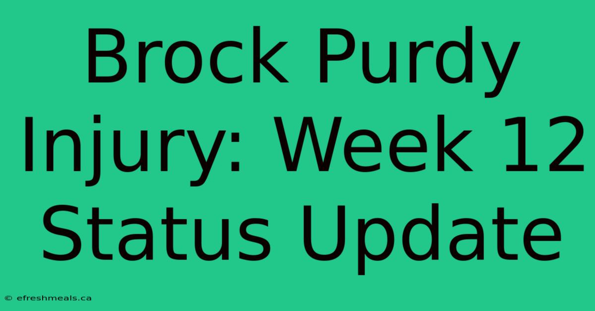 Brock Purdy Injury: Week 12 Status Update