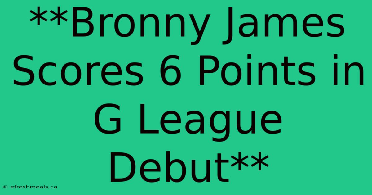 **Bronny James Scores 6 Points In G League Debut**