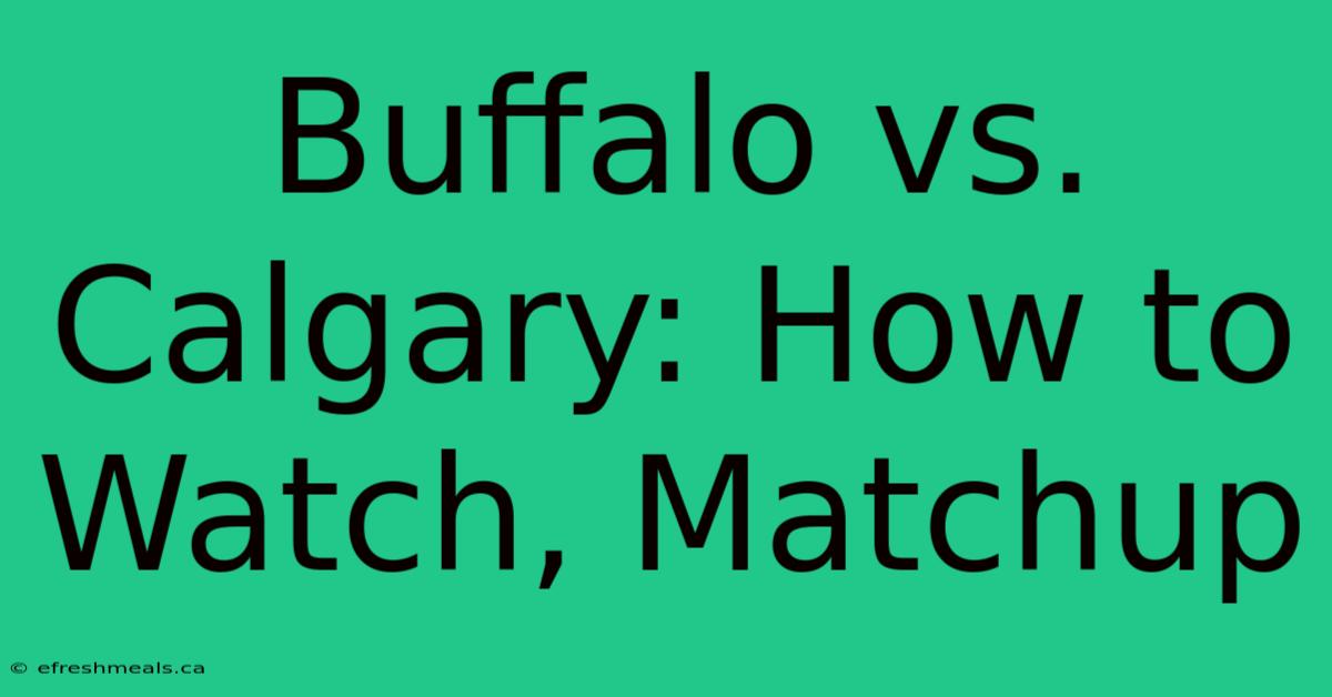 Buffalo Vs. Calgary: How To Watch, Matchup 