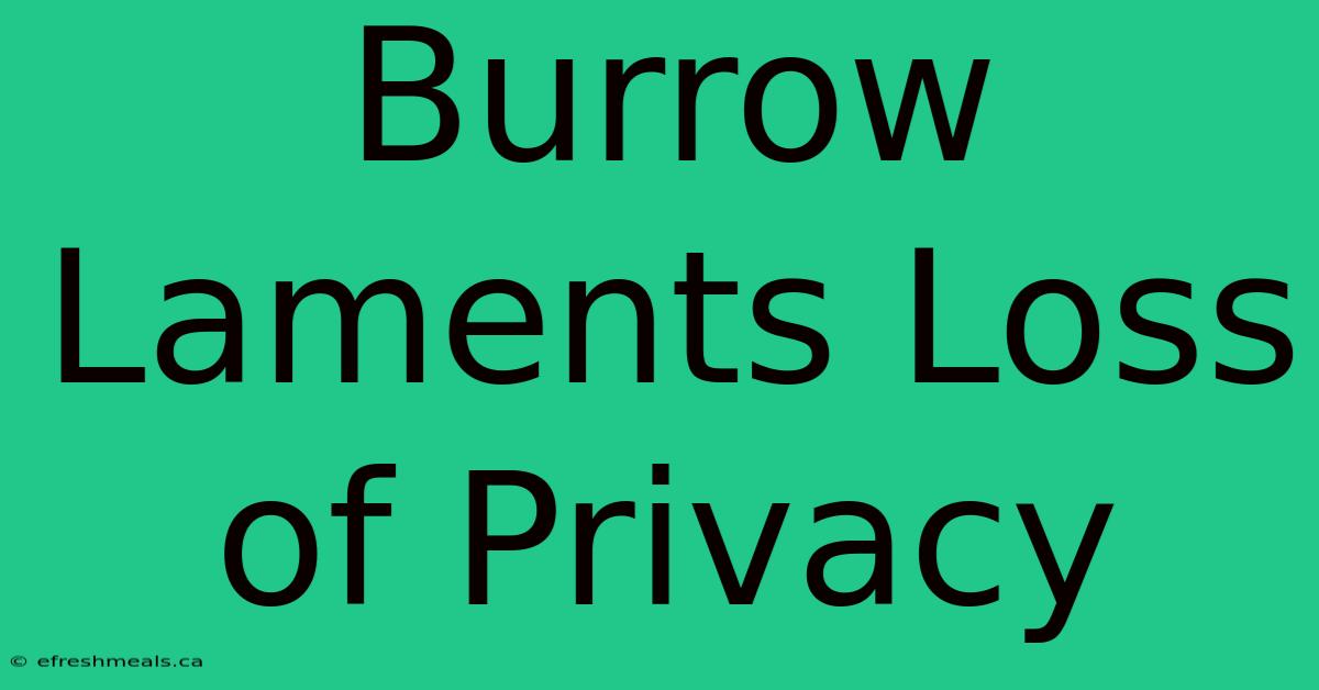 Burrow Laments Loss Of Privacy