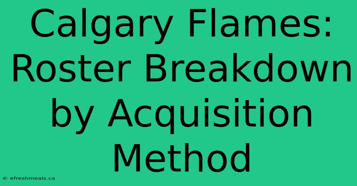 Calgary Flames: Roster Breakdown By Acquisition Method