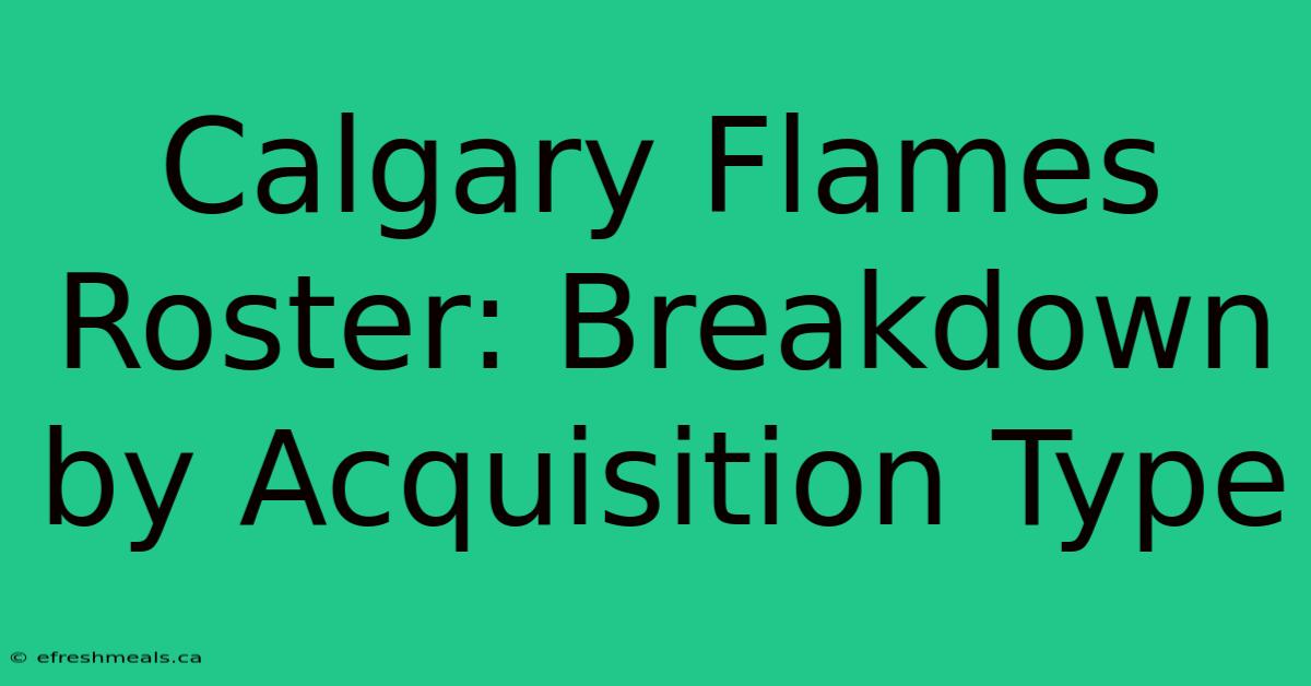 Calgary Flames Roster: Breakdown By Acquisition Type