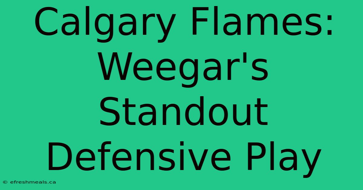 Calgary Flames: Weegar's Standout Defensive Play