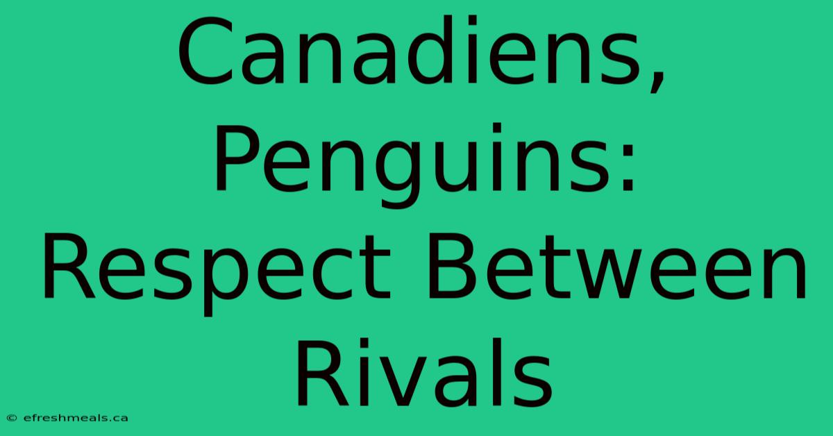 Canadiens, Penguins: Respect Between Rivals 