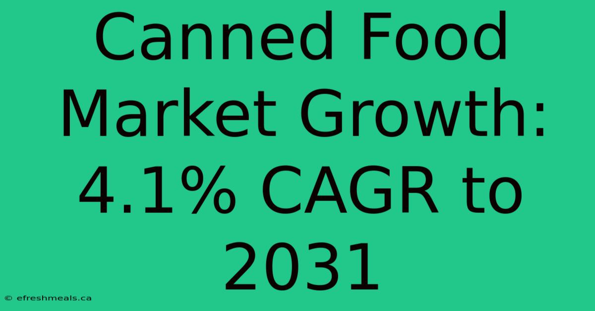 Canned Food Market Growth: 4.1% CAGR To 2031