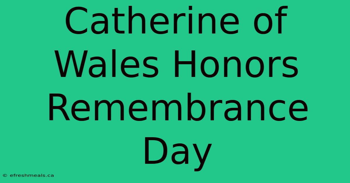 Catherine Of Wales Honors Remembrance Day 