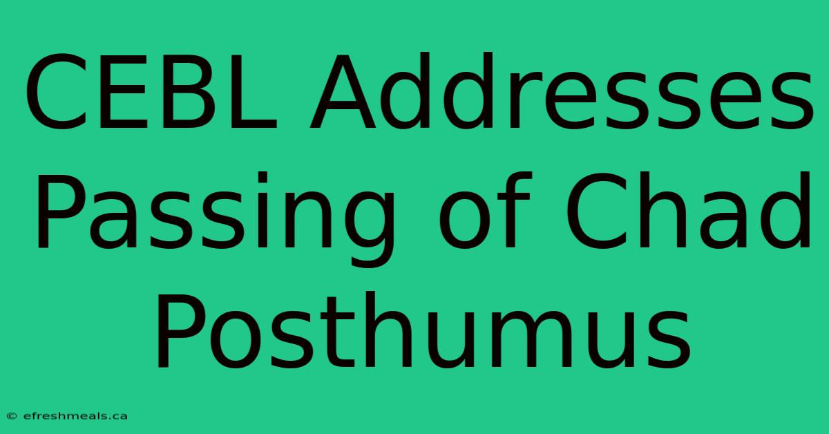 CEBL Addresses Passing Of Chad Posthumus