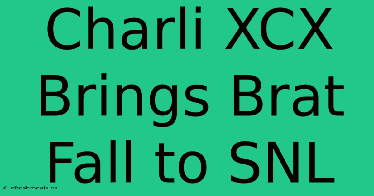 Charli XCX Brings Brat Fall To SNL