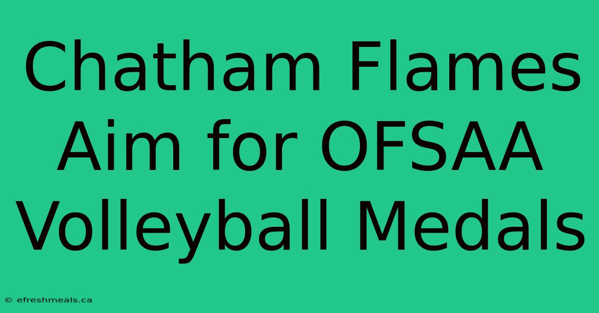 Chatham Flames Aim For OFSAA Volleyball Medals