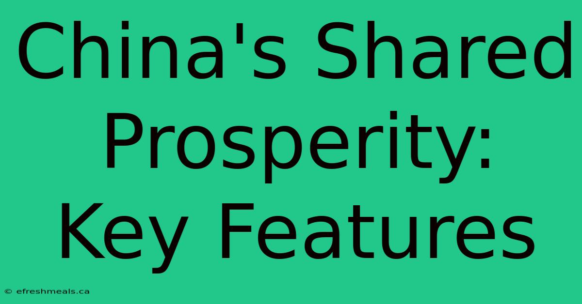 China's Shared Prosperity: Key Features