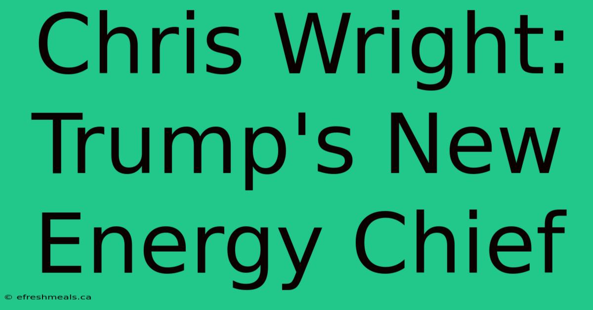 Chris Wright: Trump's New Energy Chief