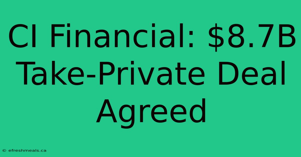 CI Financial: $8.7B Take-Private Deal Agreed