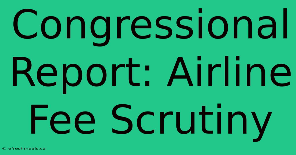 Congressional Report: Airline Fee Scrutiny