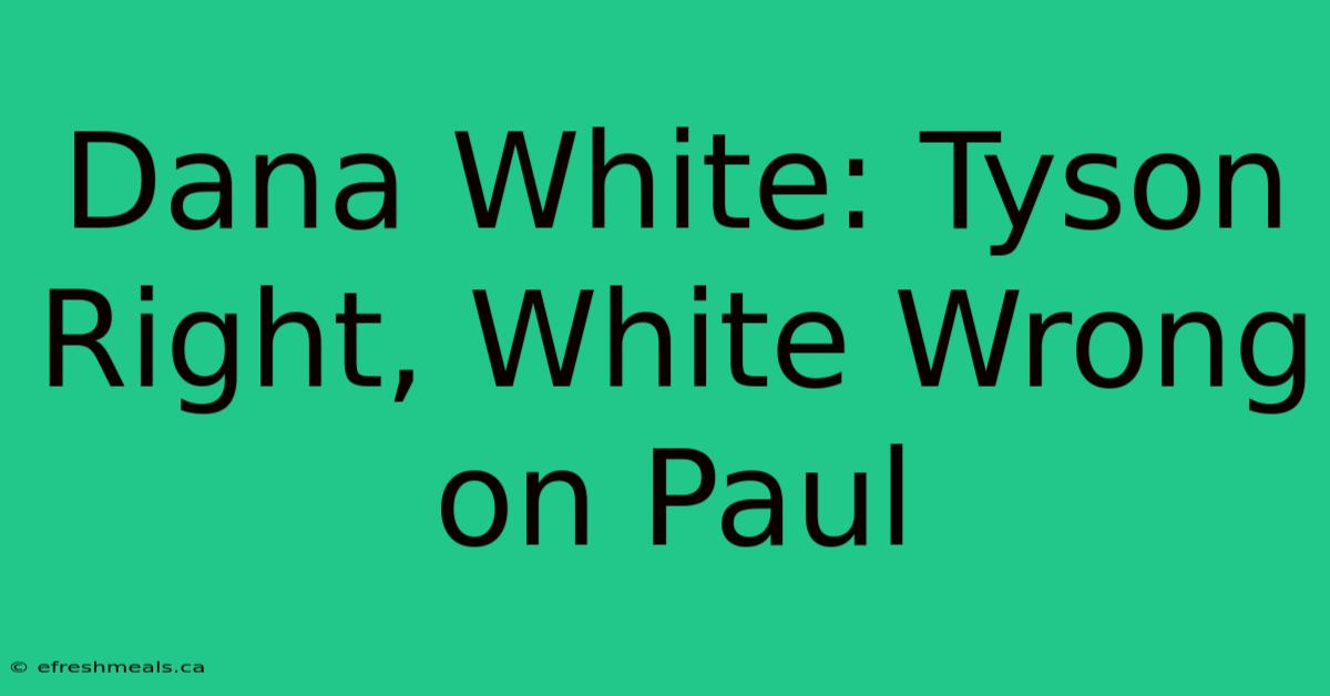 Dana White: Tyson Right, White Wrong On Paul