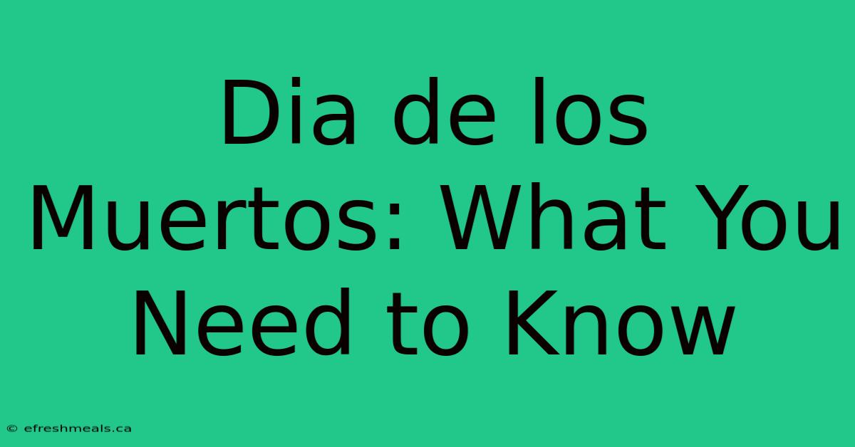 Dia De Los Muertos: What You Need To Know