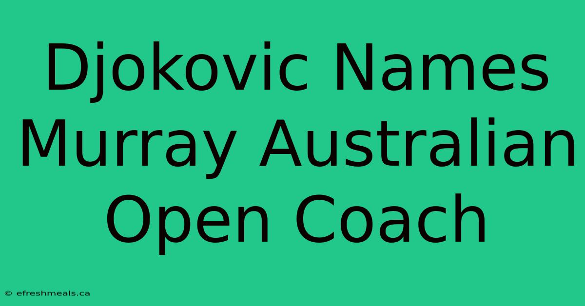 Djokovic Names Murray Australian Open Coach