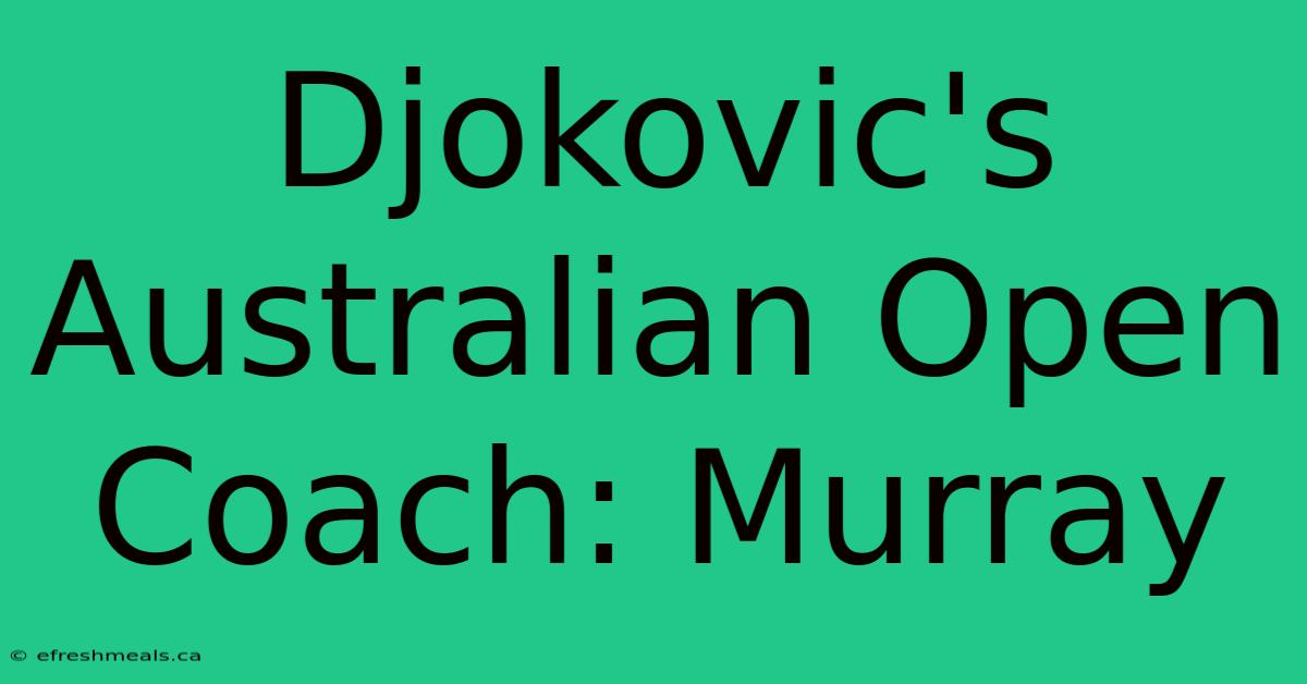 Djokovic's Australian Open Coach: Murray