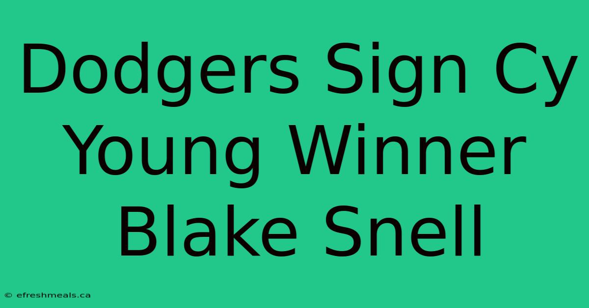 Dodgers Sign Cy Young Winner Blake Snell