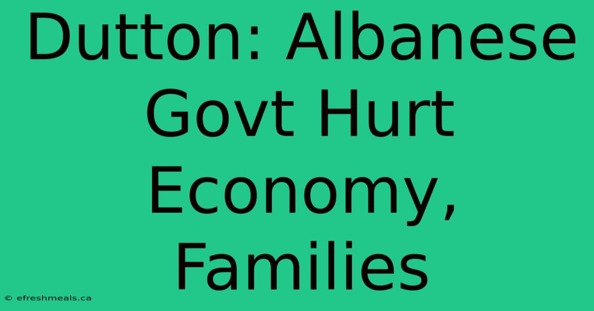 Dutton: Albanese Govt Hurt Economy, Families