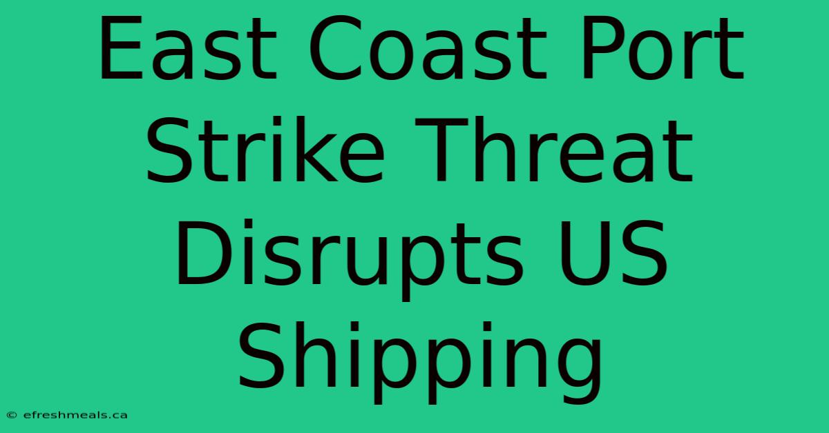 East Coast Port Strike Threat Disrupts US Shipping 