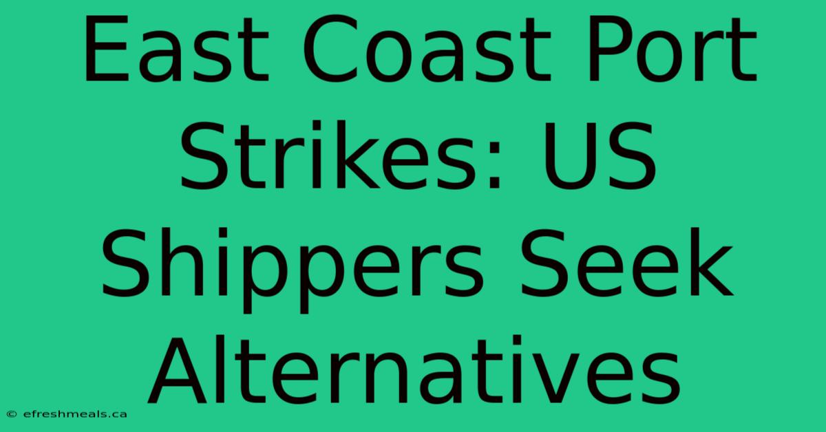 East Coast Port Strikes: US Shippers Seek Alternatives