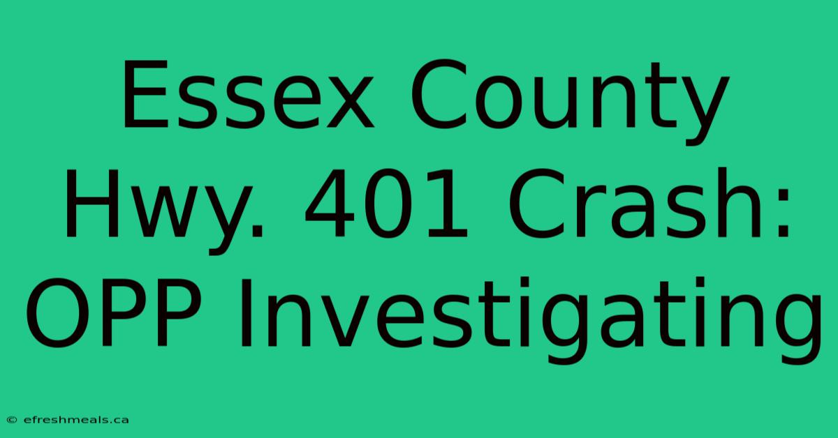 Essex County Hwy. 401 Crash: OPP Investigating