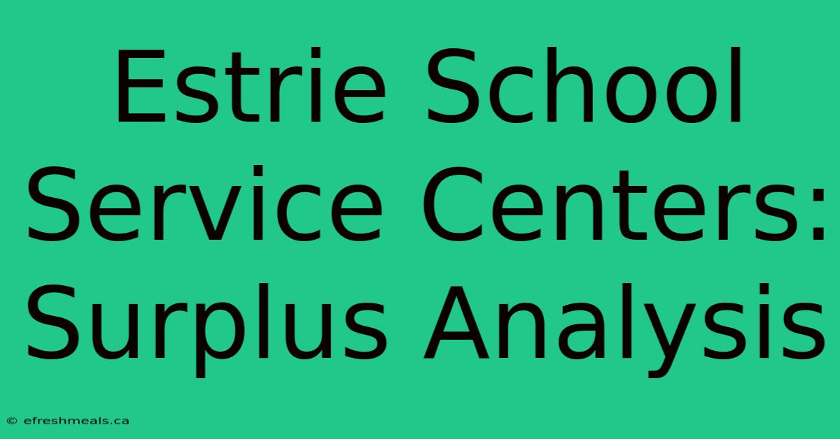 Estrie School Service Centers: Surplus Analysis