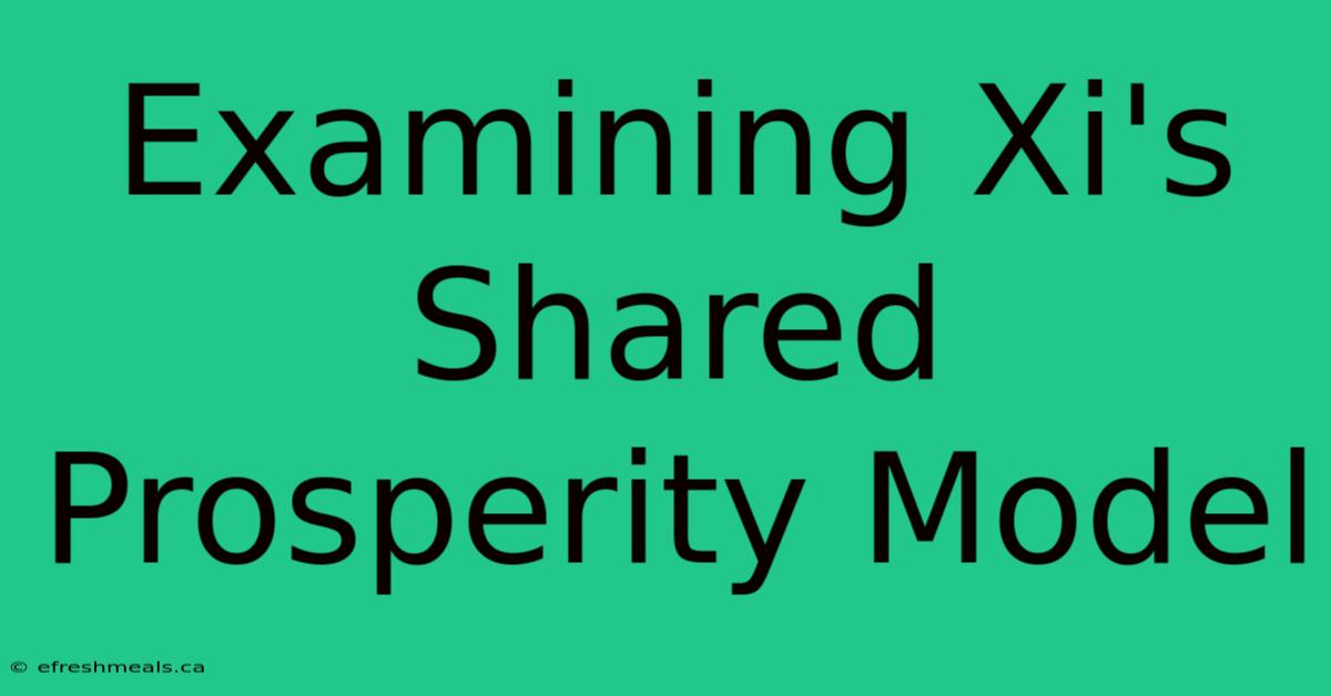 Examining Xi's Shared Prosperity Model