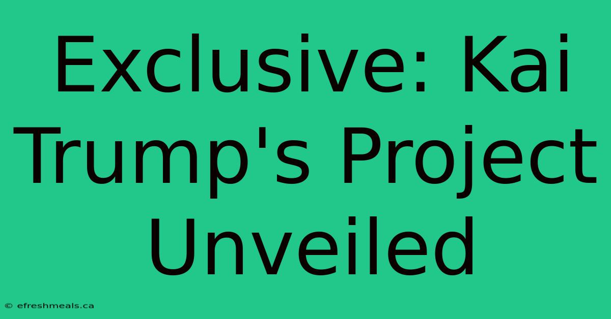 Exclusive: Kai Trump's Project Unveiled