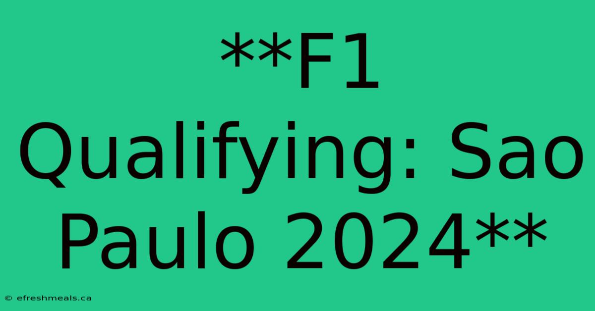 **F1 Qualifying: Sao Paulo 2024**